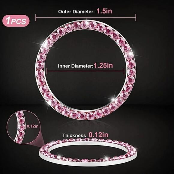 Car Interior Accessory - Pink Bling Automotive Start Switch Button Decoration - Picture 4 of 5